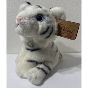 Miyoni By Aurora Cute White Tiger Cub Blue Eyes Soft Plush Stuffed Animal Toy 8"